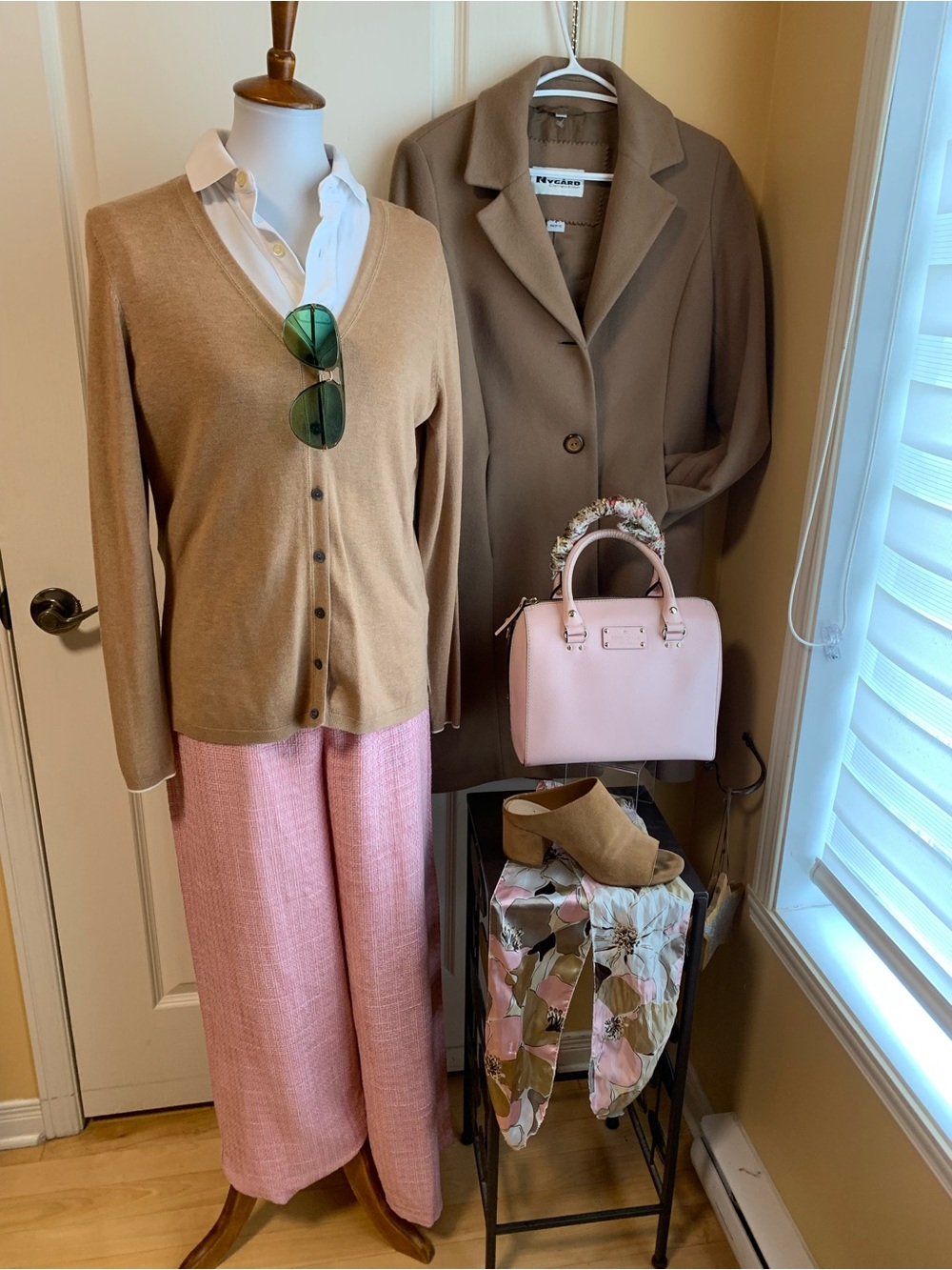 NWT Cider Pink Wide-Leg Trousers Textured Weave